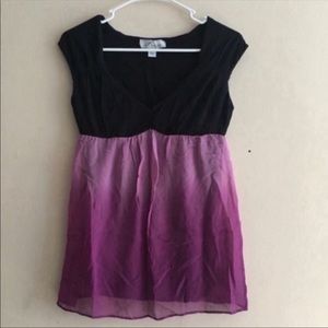 LOFT Purple Ombre Silk Shirt Top XS